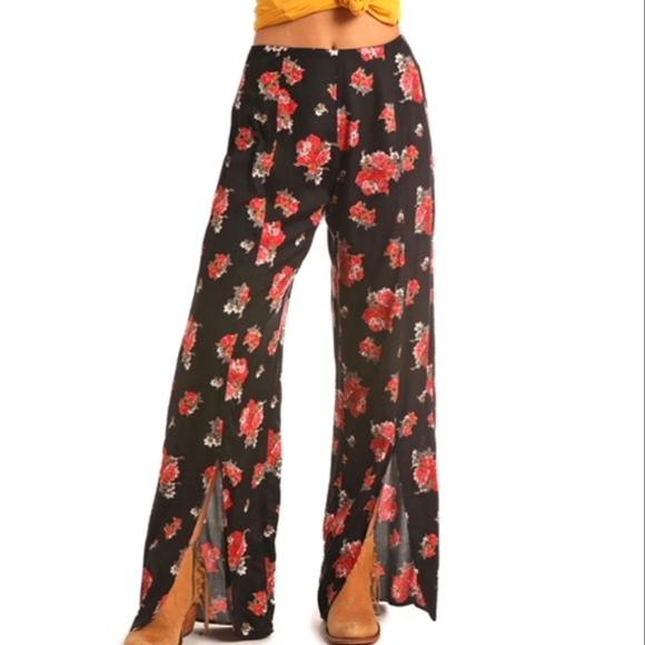 Rock & Roll Cowgirl Pants - Women's Rock & Roll Cowgirl Floral Print Wide Leg palazzo pant